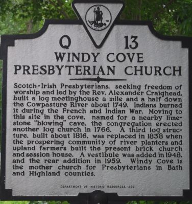 Windy Cove Presbyterian Church Marker. Click for full size. Windy Cove Presbyterian Church Marker image. Click for full size.