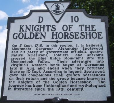 Knighs of the Golden Horseshoe Marker image. Click for full size.
