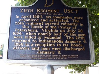 Side Two: 28th Regiment USCT Marker image. Click for full size.