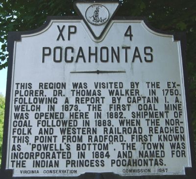 Pocahontas Marker. Click for full size. Pocahontas Marker image. Click for full size.