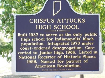 Crispus Attucks High School Marker image. Click for full size.