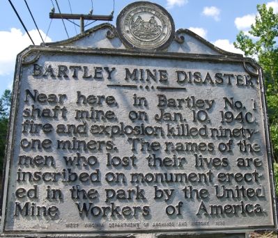 Bartley Mine Disaster Marker image. Click for full size.