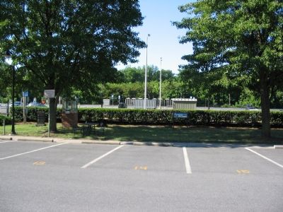 Marker in the Center of the Park next to Train Station image. Click for full size.