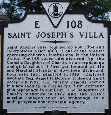 St. Joseph's Villa Marker image. Click for full size.