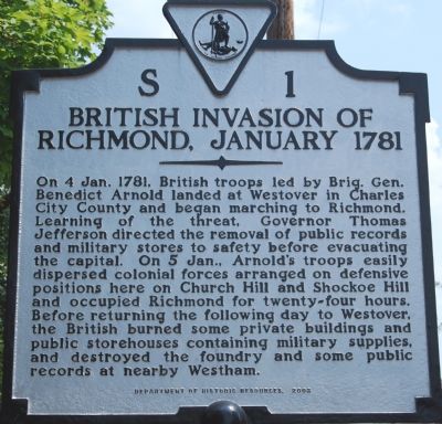 Invasion of Richmond, January 1781 Marker image. Click for full size.