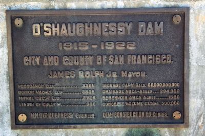 O'Shaughnessy Dam Marker image. Click for full size.