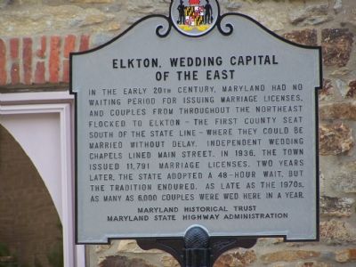 Elkton, Wedding Capital of the East Marker image. Click for full size.