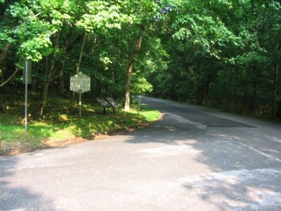 Markers at the Intersection of River and Trough Roads. Click for full size. Markers at the Intersection of River and Trough Roads image. Click for full size.
