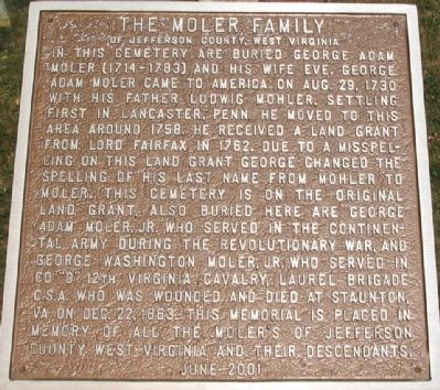 The Moler Family Marker image. Click for full size.