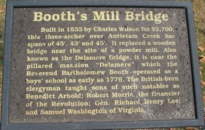 Booth's Mill Bridge Marker image. Click for full size.