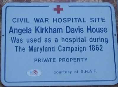 Civil War Hospital Site - Angela Kirkham Davis House Marker image. Click for full size.