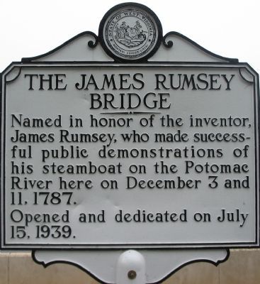 The James Rumsey Bridge Marker image. Click for full size.