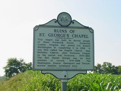 Ruins of St. George’s Chapel Marker. Click for full size. Ruins of St. George’s Chapel Marker image. Click for full size.