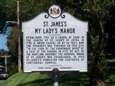 St. James's My Lady's Manor Marker image. Click for full size.