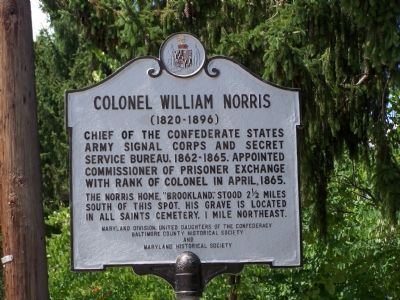 Colonel William Norris (1820-1896) Marker image. Click for full size.