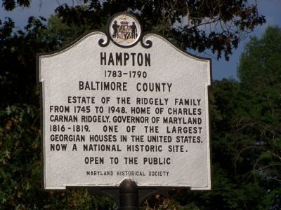 Hampton 1783-1790 Baltimore County Marker image. Click for full size.
