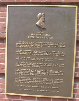Historic New York Avenue Presbyterian Church Marker image. Click for full size.