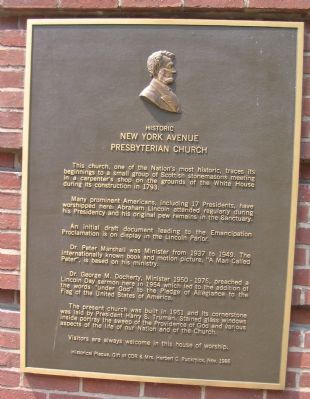 Historic New York Avenue Presbyterian Church Marker. Click for full size. Historic New York Avenue Presbyterian Church Marker image. Click for full size.