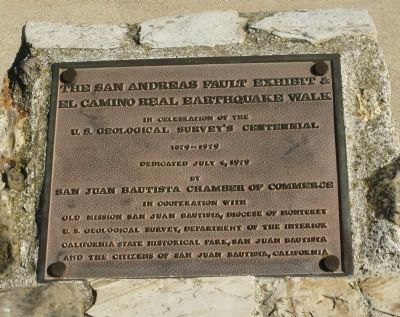 The San Andreas Fault Exhibit & El Camino Real Earthquake Walk Marker. Click for full size. The San Andreas Fault Exhibit & El Camino Real Earthquake Walk Marker image. Click for full size.