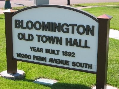 Bloomington Old Town Hall Sign image. Click for full size.