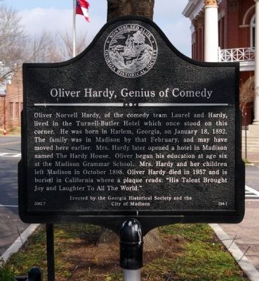 Oliver Hardy, Genius of Comedy Marker image. Click for full size.