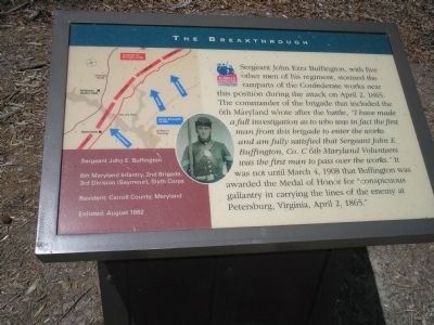 Sergeant John E. Buffington Marker. Click for full size. Sergeant John E. Buffington Marker image. Click for full size.