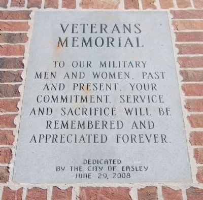 Easley Veterans Memorial Marker - South Inscription image. Click for full size.