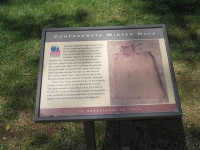 Confederate Winter Huts Marker. Click for full size. Confederate Winter Huts Marker image. Click for full size.