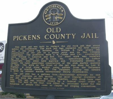 Old Pickens County Jail Marker image. Click for full size.