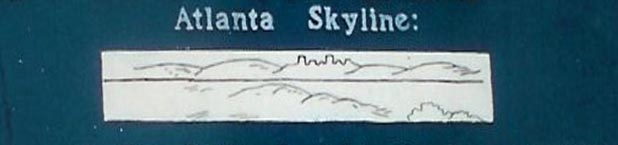 Atlanta Falls Marker, sketch of Atlanta Skyline