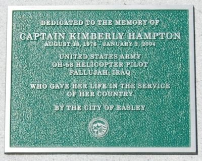 Captain Kimberly Hampton Marker. Click for full size. Captain Kimberly Hampton Marker image. Click for full size.