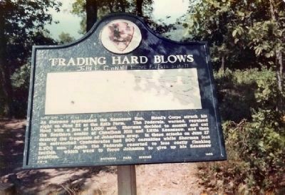 Trading Hard Blows Marker at Crest of Kennesaw Mountain on a paved trail image. Click for full size.