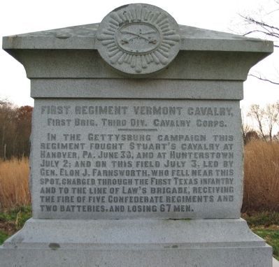 First Regiment Vermont Cavalry Monument image. Click for full size.