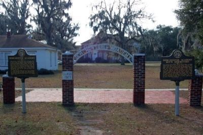 Dorchester Academy Boy's Dormitory Marker shares location with Dorchester Institute Marker at left image. Click for full size.