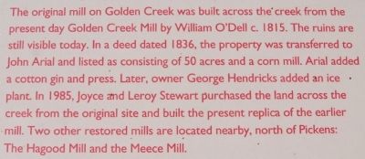 Golden Creek Mill Marker image. Click for full size.