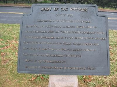 Army of the Potomac - July 2, 1863 Itinerary Tablet image. Click for full size.