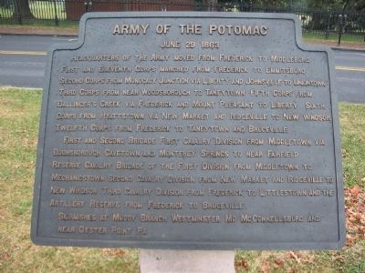Army of the Potomac - June 29, 1863 Itinerary Tablet. Click for full size. Army of the Potomac - June 29, 1863 Itinerary Tablet image. Click for full size.