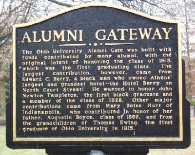 Ohio University 1915 Alumni Gateway Marker image. Click for full size.