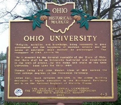 Ohio University Marker (Side B) image. Click for full size.