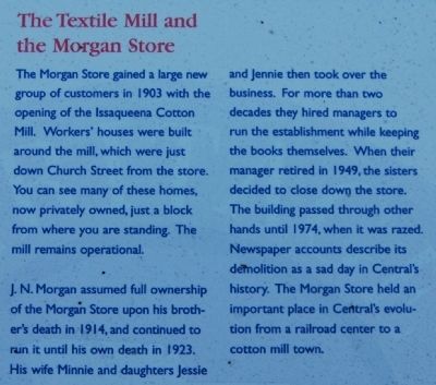 The Central History Museum Marker - Textile Mill and Morgan Store image. Click for full size.