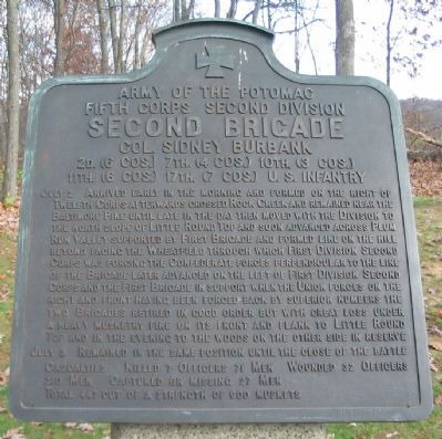Second Brigade, Second Division, Fifth Corps Tablet. Click for full size. Second Brigade, Second Division, Fifth Corps Tablet image. Click for full size.
