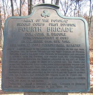 Fourth Brigade, First Division, Second Corps Tablet. Click for full size. Fourth Brigade, First Division, Second Corps Tablet image. Click for full size.