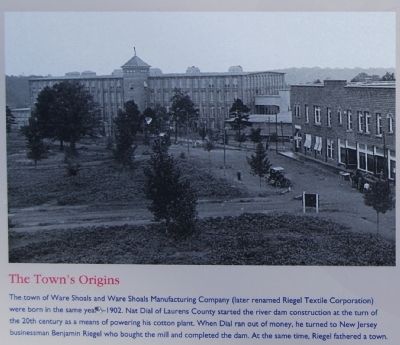 Ware Shoals Marker - The Town's Origins image. Click for full size.