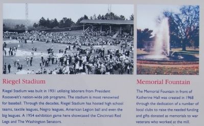 Ware Shoals Marker - Riegel Stadium and Memorial Fountain image. Click for full size.