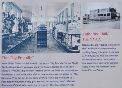 Ware Shoals Marker - "Big Friendly" and Katherine Hall image. Click for full size.