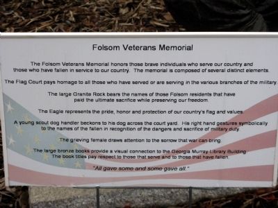 Folsom Veterans Memorial Marker image. Click for full size.