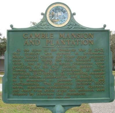 Gamble Mansion and Plantation Marker. Click for full size. Gamble Mansion and Plantation Marker image. Click for full size.