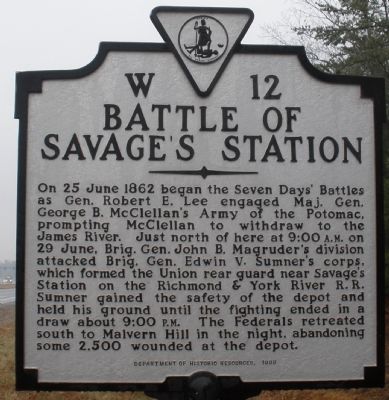 Battle of Savage's Station Marker. Click for full size. Battle of Savage's Station Marker image. Click for full size.