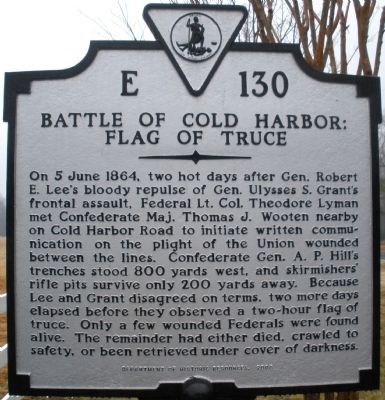 Battle of Cold Harbor Marker image. Click for full size.