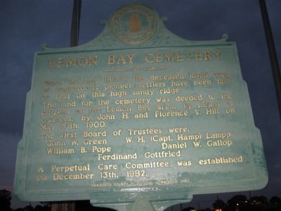 Lemon Bay Cemetery Marker image. Click for full size.
